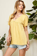 Yellow Solid Soft V Neck Baby Doll Blouse