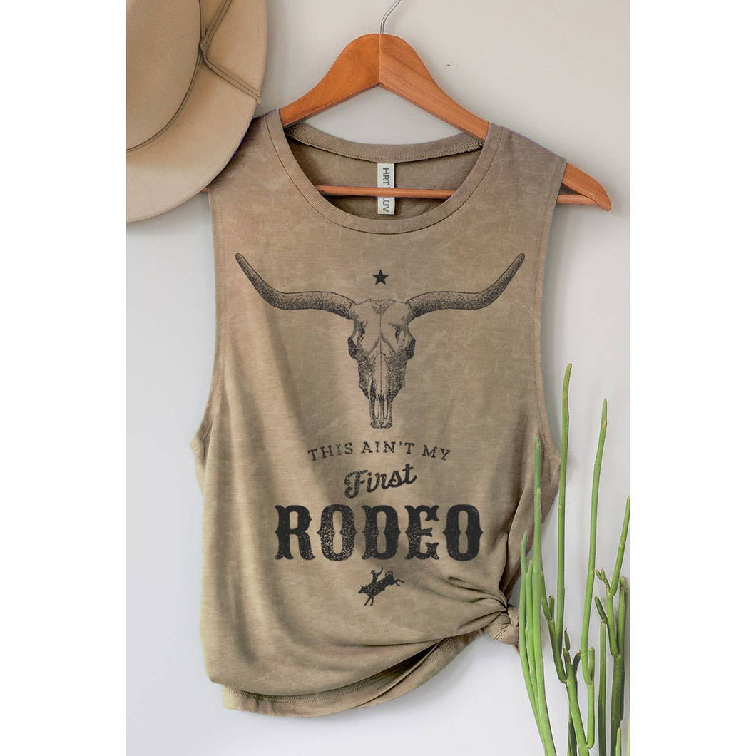 Mineral Taupe This Aint My First Rodeo Mineral Graphic Tank Top