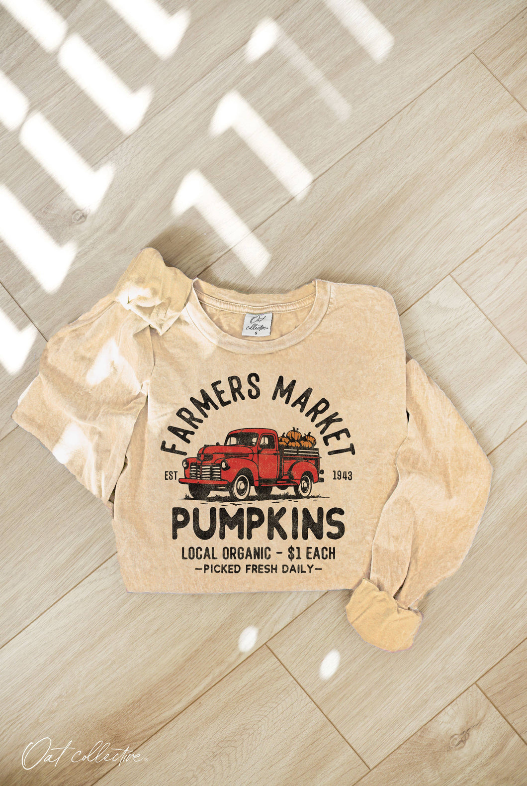 FARMERS MARKET Mineral Washed Long Sleeve Graphic Top