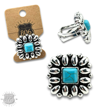 Turquoise Western silver and stone ring