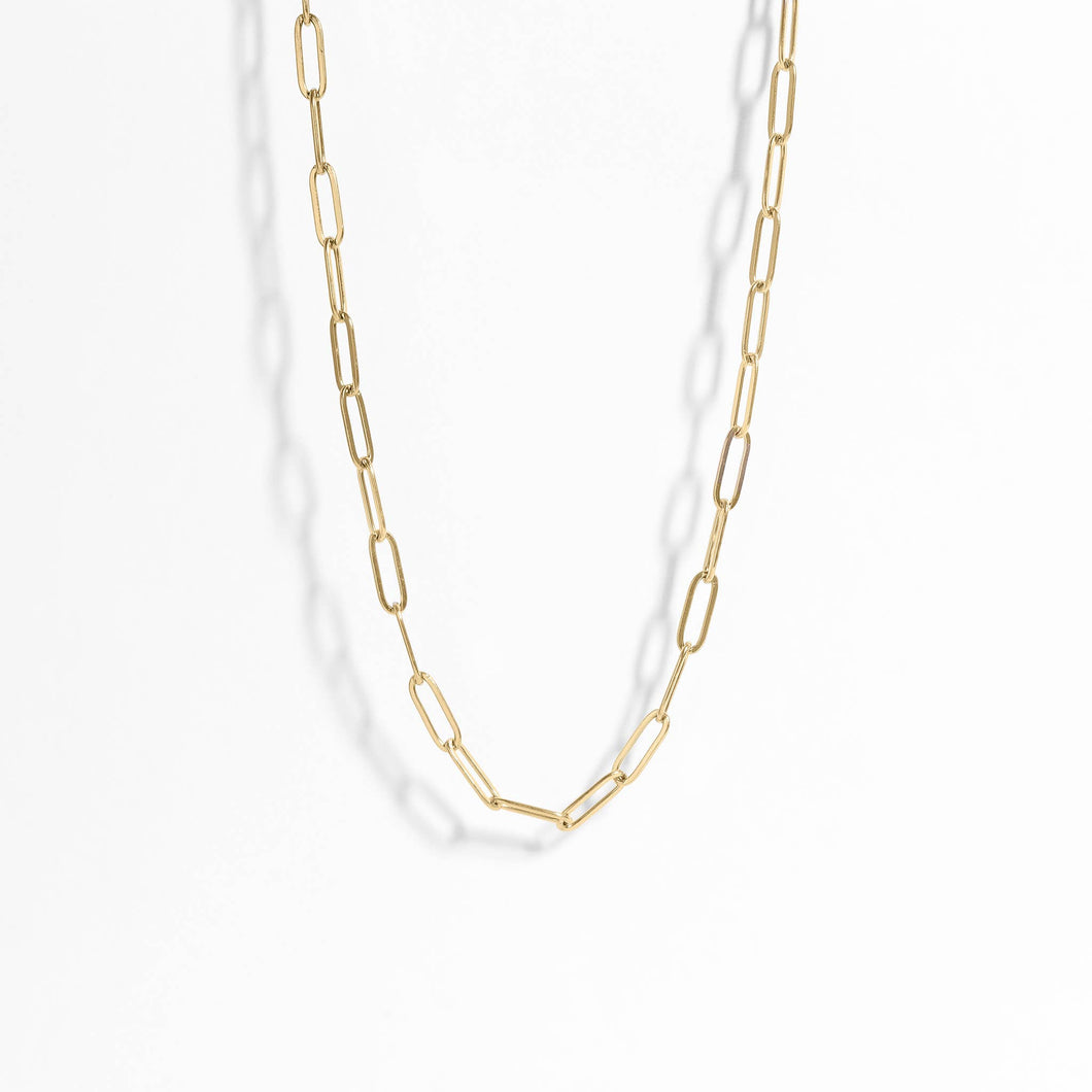 18K Gold Paperclip Chain Necklace 14+02