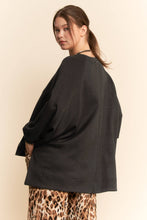 Black Long Sleeve Oversized Crew Neck Top