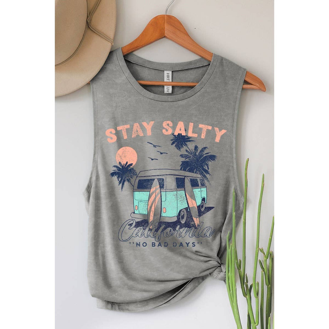 Mineral Grey Stay Salty Mineral Graphic Tank Top