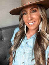 White Fringed in Faith Corvallis Triangle Fringe Earrings