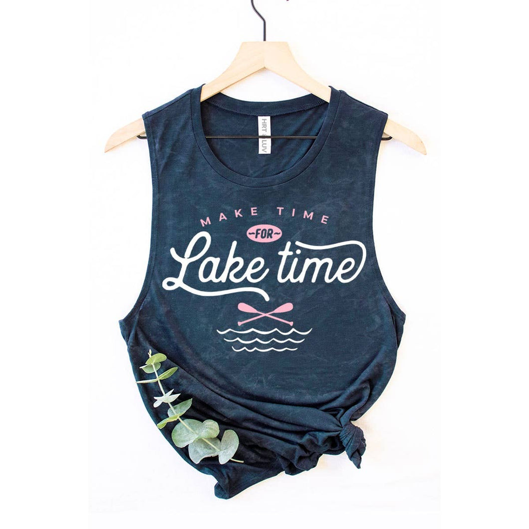 Mineral Navy Make Time For Lake Time Mineral Graphic Tank Top