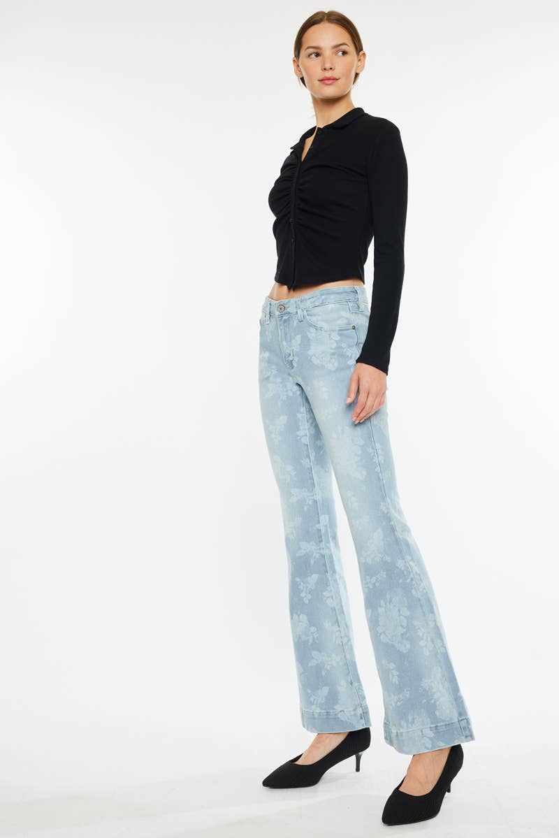 Light Low Rise Floral Flare Kancan Jeans