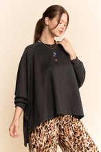 Black Long Sleeve Oversized Crew Neck Top