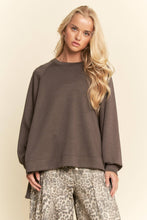 Black Long Sleeve Oversized Crew Neck Top