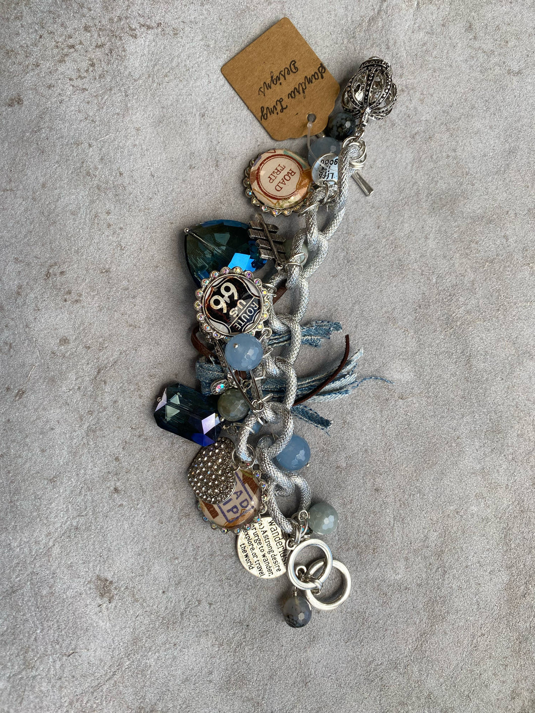 Route 66 Denim Charm Bracelet