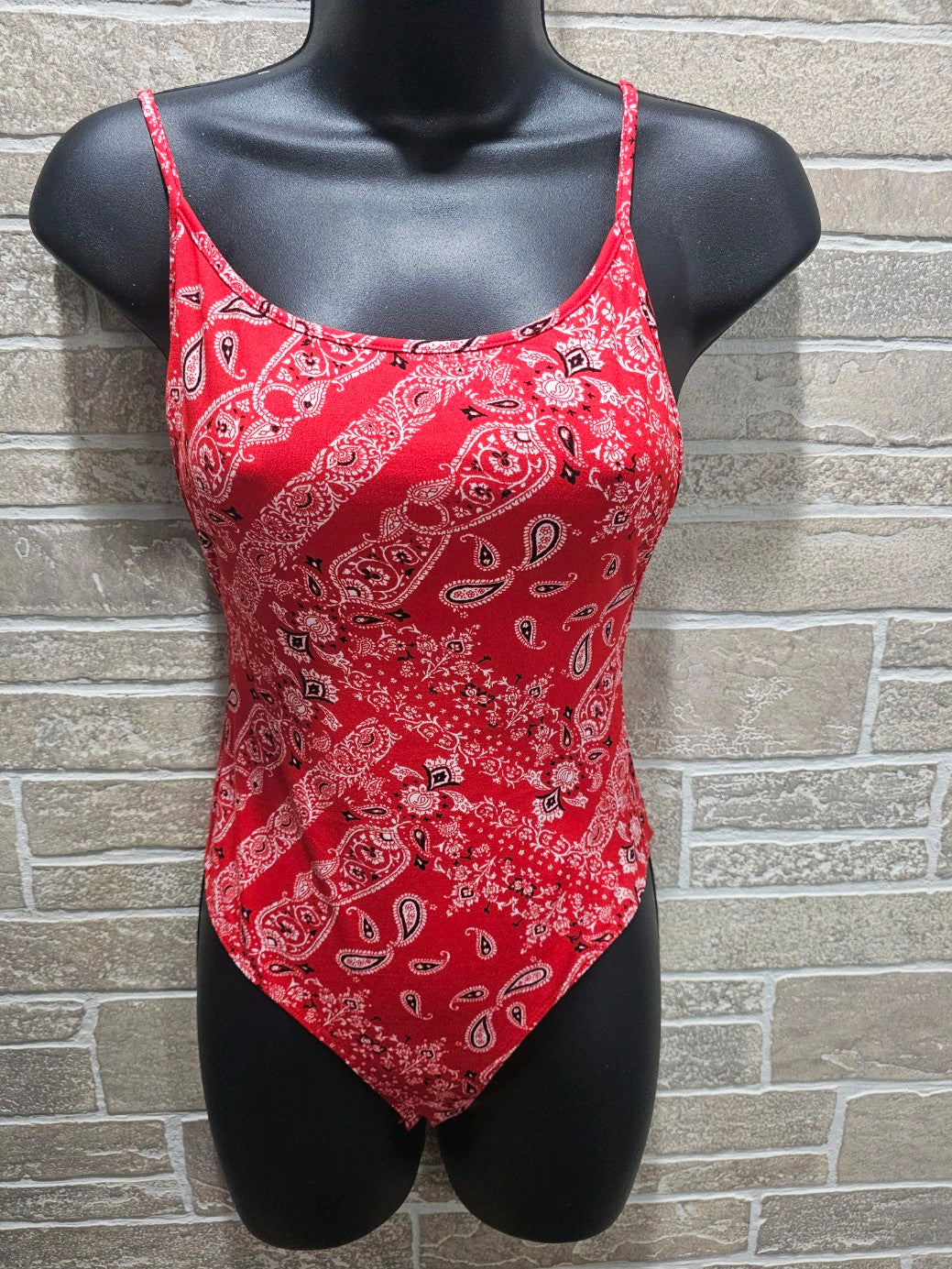 Red Boho Bandana Bodysuit 3/7/24 8149