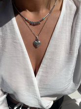 Hematite Beaded Necklace with Silver Heart Charm Pendant