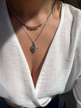 Hematite Beaded Necklace with Silver Heart Charm Pendant