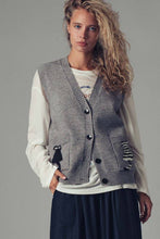 Grey Cat Print Knit Sweater Urban Daizy Vest