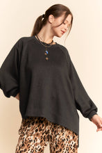 Black Long Sleeve Oversized Crew Neck Top