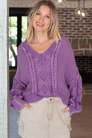 Royal Purple V Neck Long Sleeve POL Sweater 9/12/23 6974
