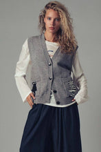 Grey Cat Print Knit Sweater Urban Daizy Vest