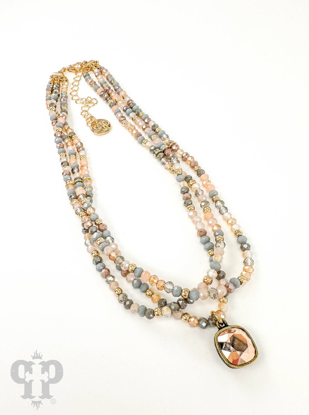 Gold Mixed bead choker necklace with Austrian crystal