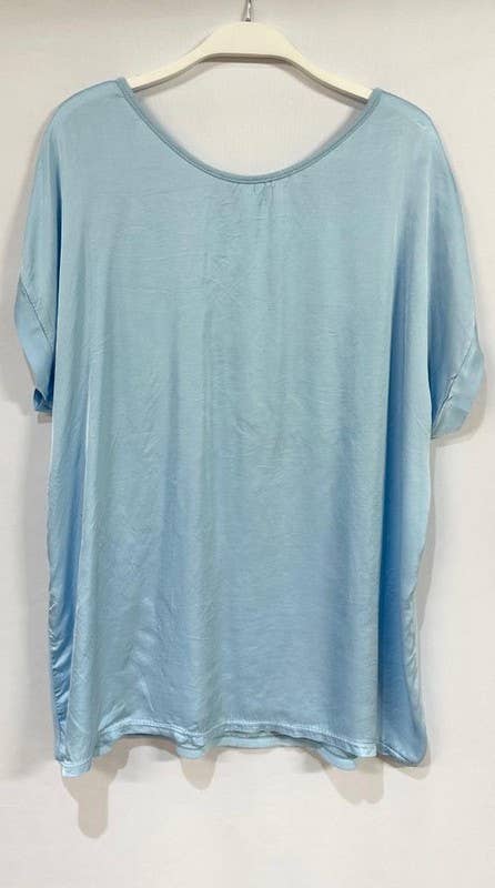 Sky Blue Drop Shoulder Cap Sleeve Drapey Viscose Venti Shirt
