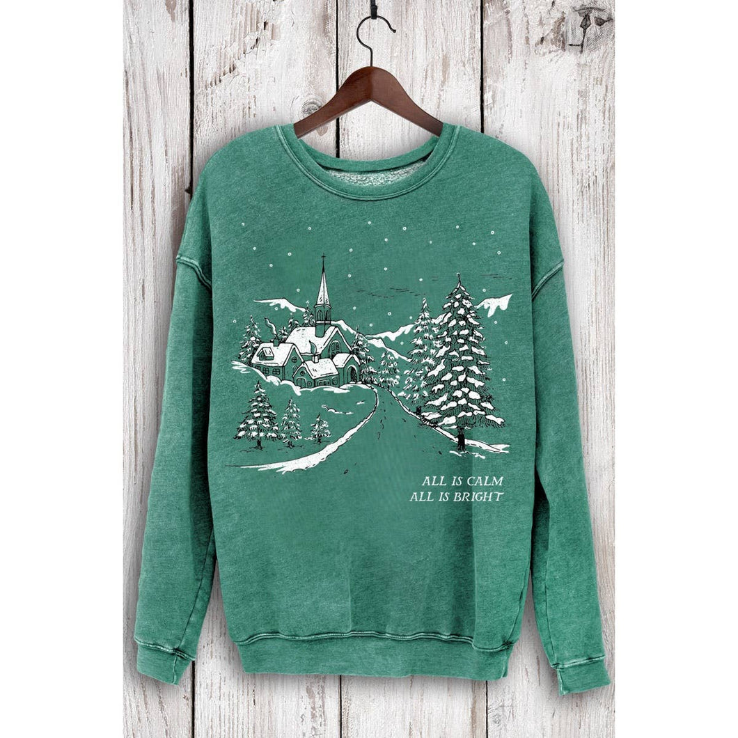 All Is Calm All Is Bright Mineral Sweatshirt: Mineral Dusty Green