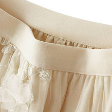 Black Embroidered Tulle A-Line Maxi Skirt