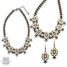 Red Stone flower squash blossom necklace set