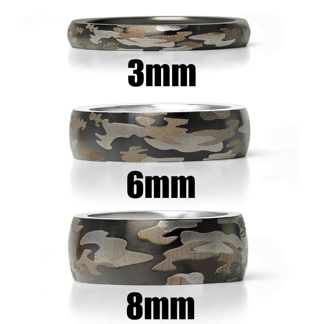 Camouflage Stainless Steel Blank Ring 6 / 3mm