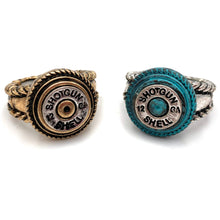 Silver 12 GA Shotgun Bullet Shell Western Stretch Ring: