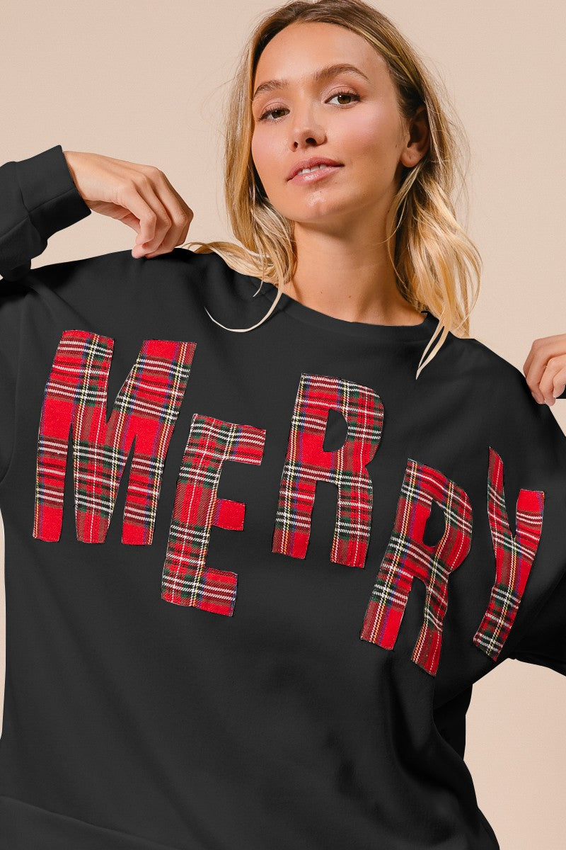Black Red Plaid Merry Christmas Bibi Pullover 10/30/24 9180