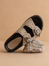 The Effie Taupe Double Western Buckle Slides