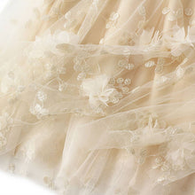 Apricot Embroidered Tulle A-Line Maxi Skirt