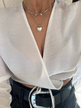 Hematite Beaded Necklace with Silver Heart Charm Pendant