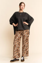 Black Long Sleeve Oversized Crew Neck Top