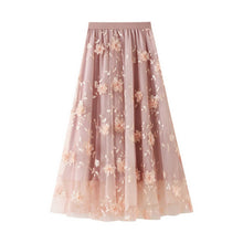 Black Embroidered Tulle A-Line Maxi Skirt