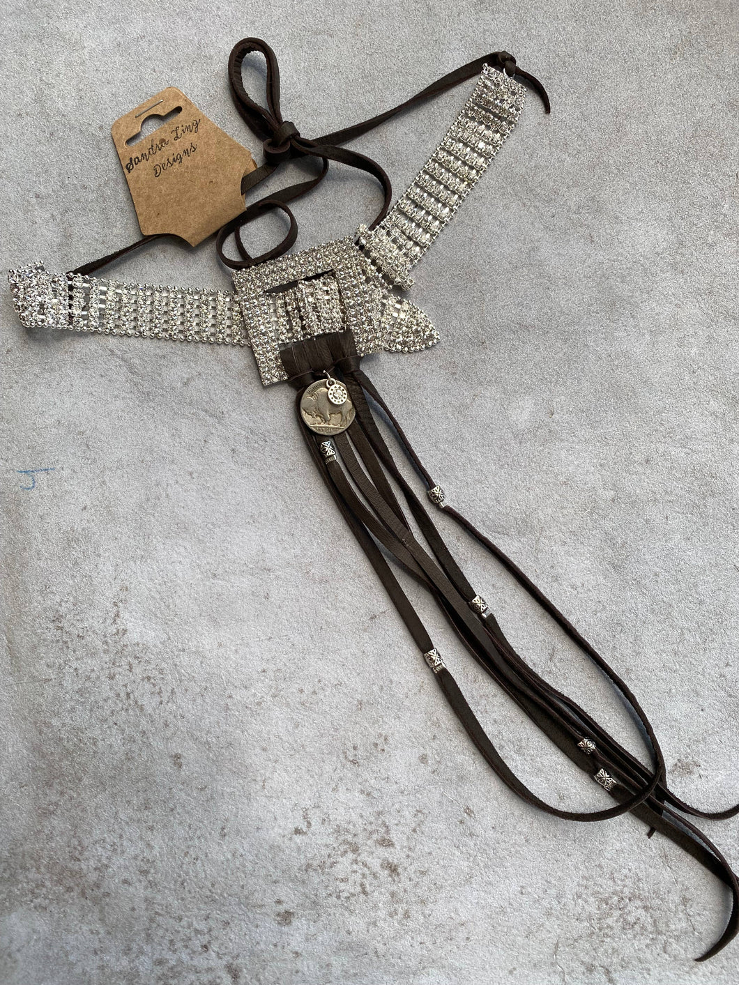 Rhinestone Rodeo Lariat Necklace
