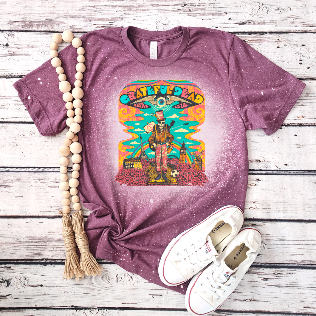 Heather Maroon Grateful Dead Bleached Band Tee