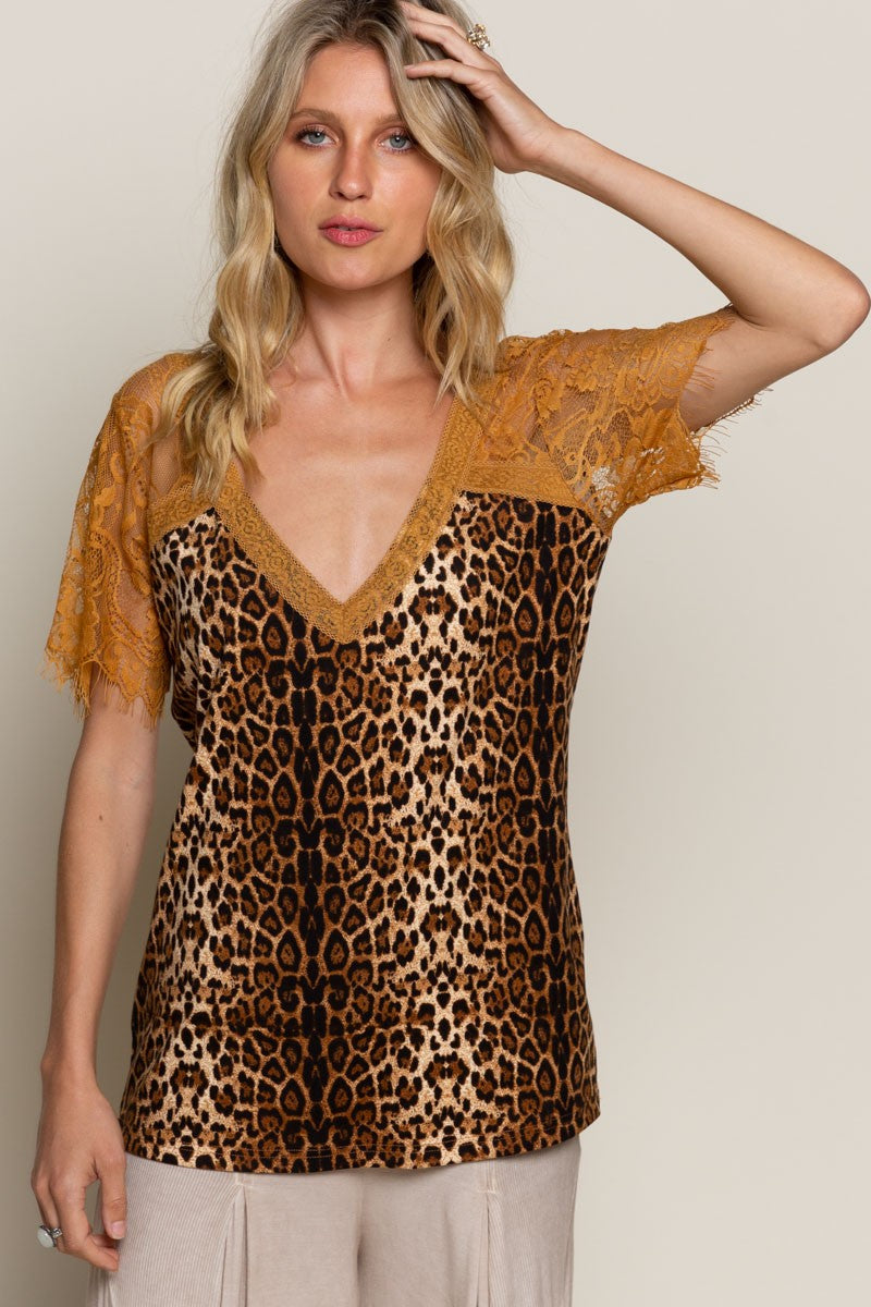 Camel Leopard Sweetheart Confession Knit POL Top 10/25/22 4408