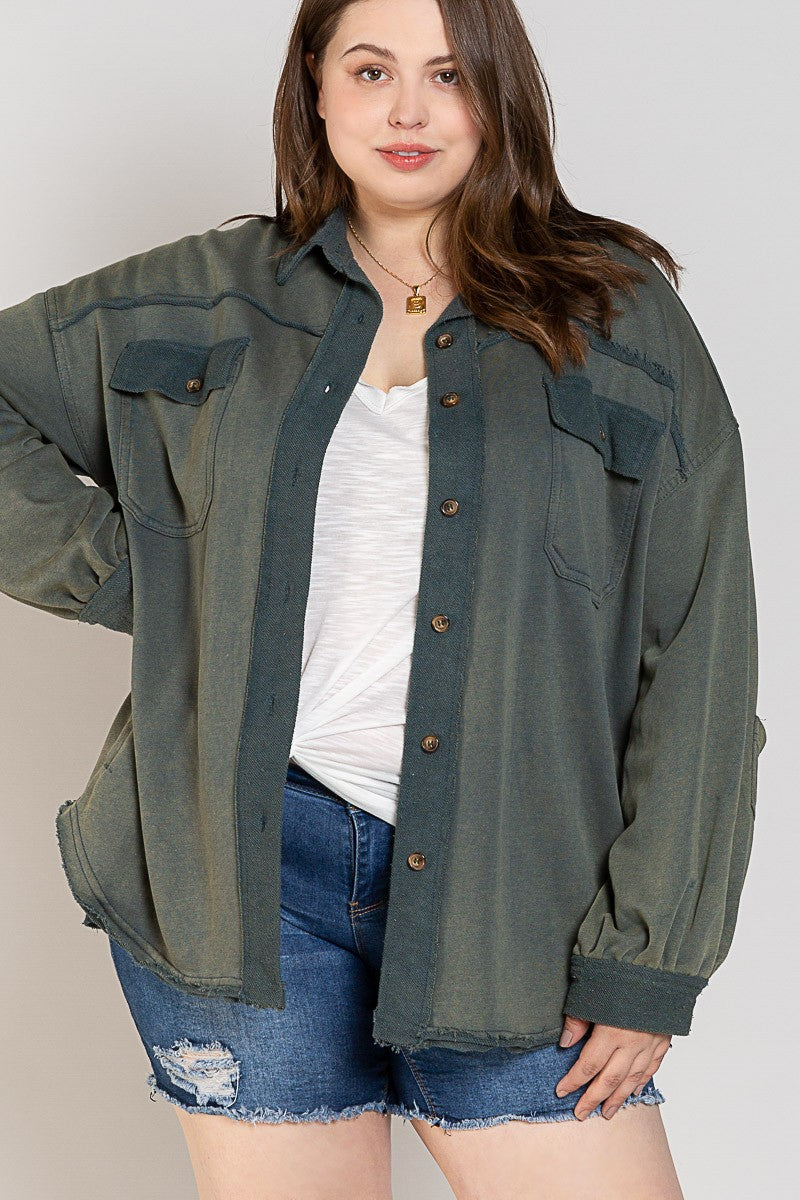 Vintage Moss French Terry Sweatshirt POL Jacket 9/21/22 4108