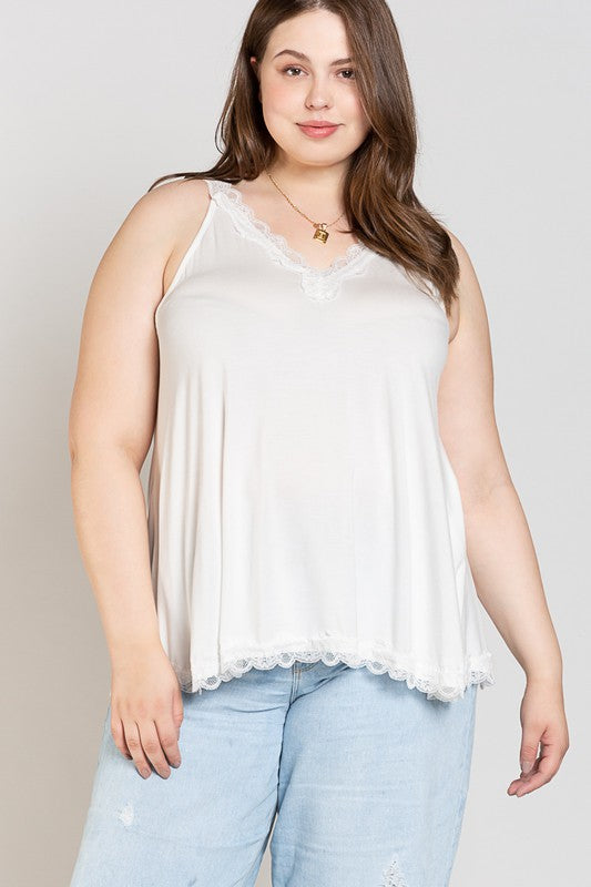 Ivory Plus Lace Halter Tank POL Top 12/6/22 4919