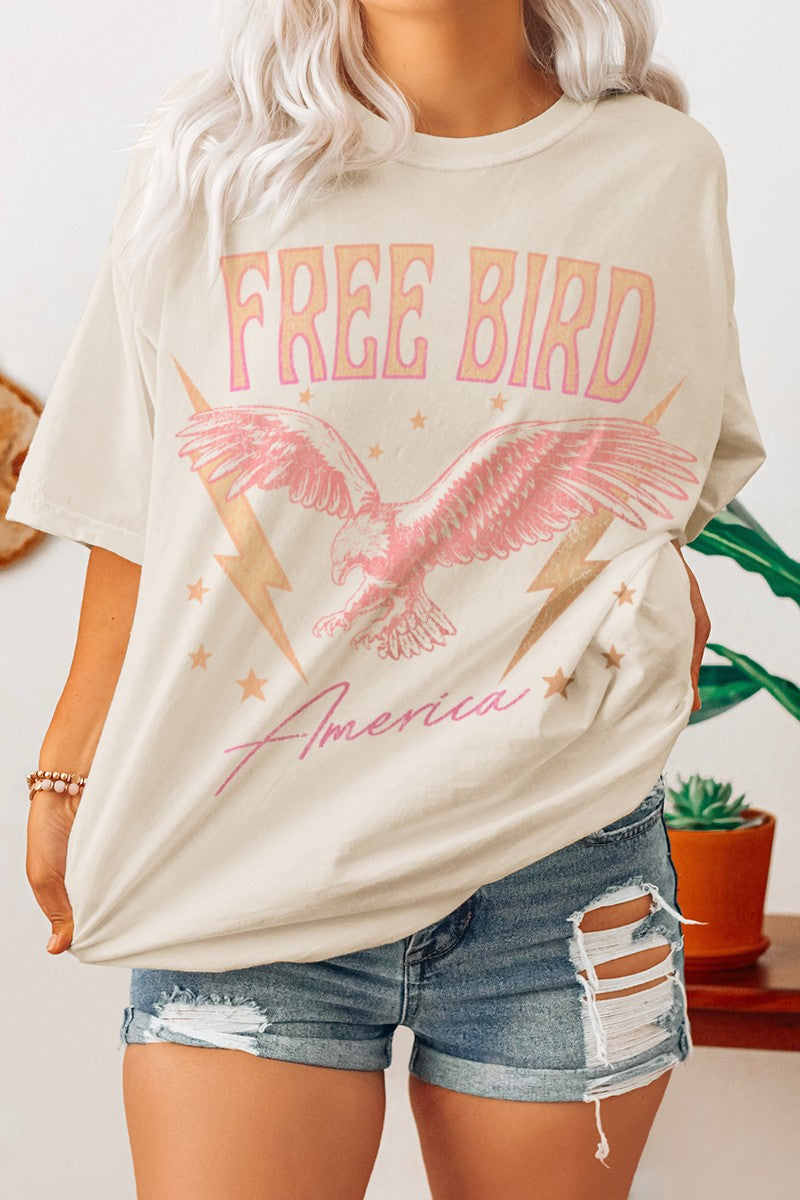 Vintage White Oversized Free Bird Golden Rose Tee 10/21/22 2309