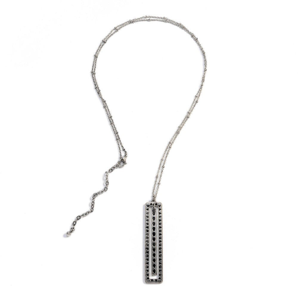 Floating Western Bar Pendant Long Dainty Chain Link Judson Necklace 7/25/22 3611