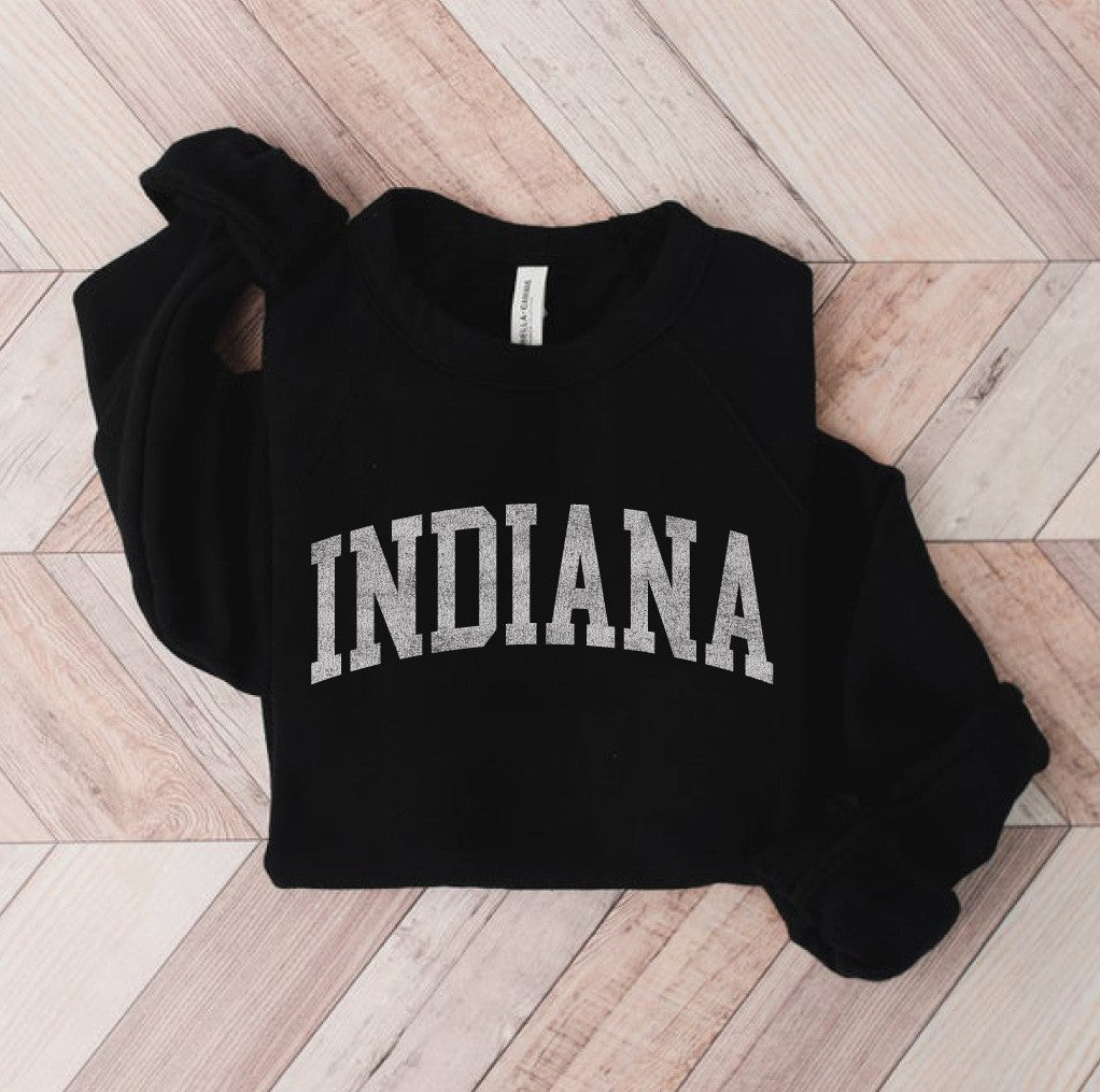 Black Indiana Graphic Fleece Relaxed Oat Pullover 3/13/23 4390