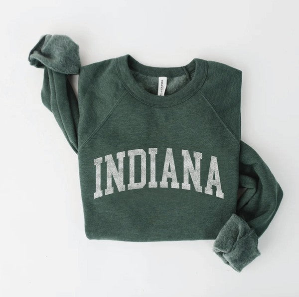 Heather Forest Indiana Graphic Fleece Relaxed Oat Pullover 8/30/23 5267