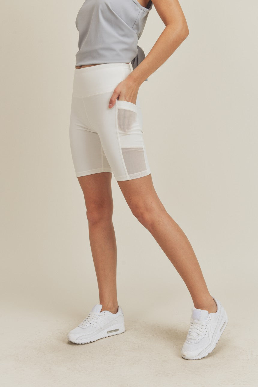 Off White High Waist Mesh Pocket Biker Shorts 5/24/22 2889