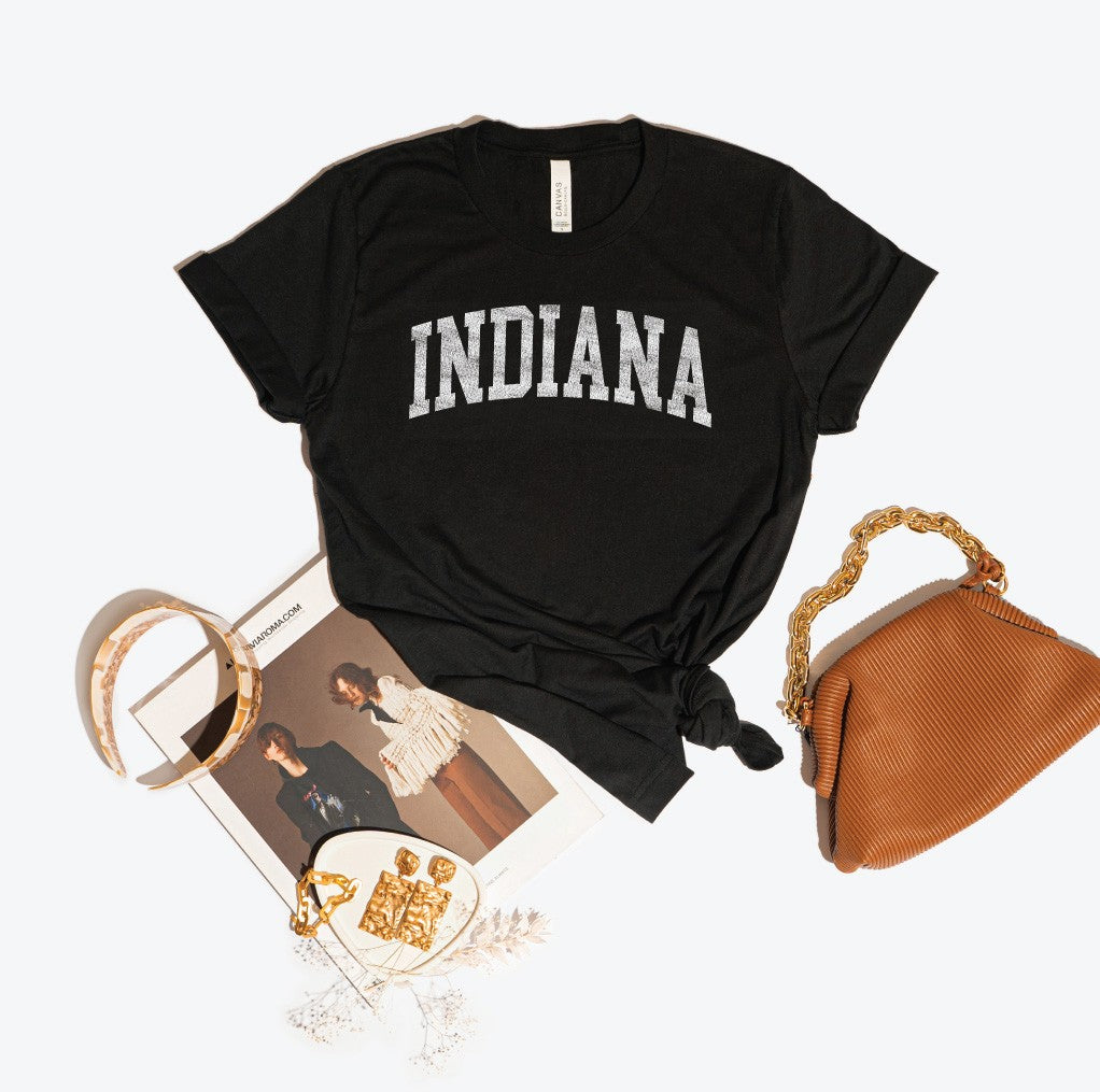 Black Indiana Graphic Relaxed Oat T Shirt 3/6/23 5731