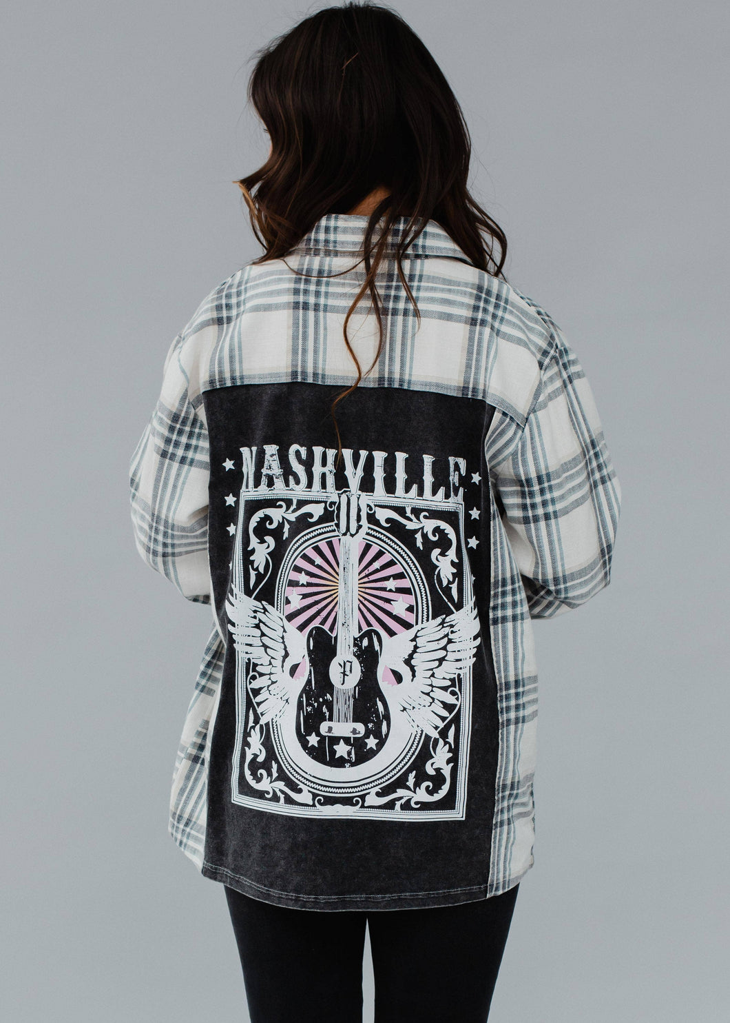 White, Tan & Blue Patch Flannel