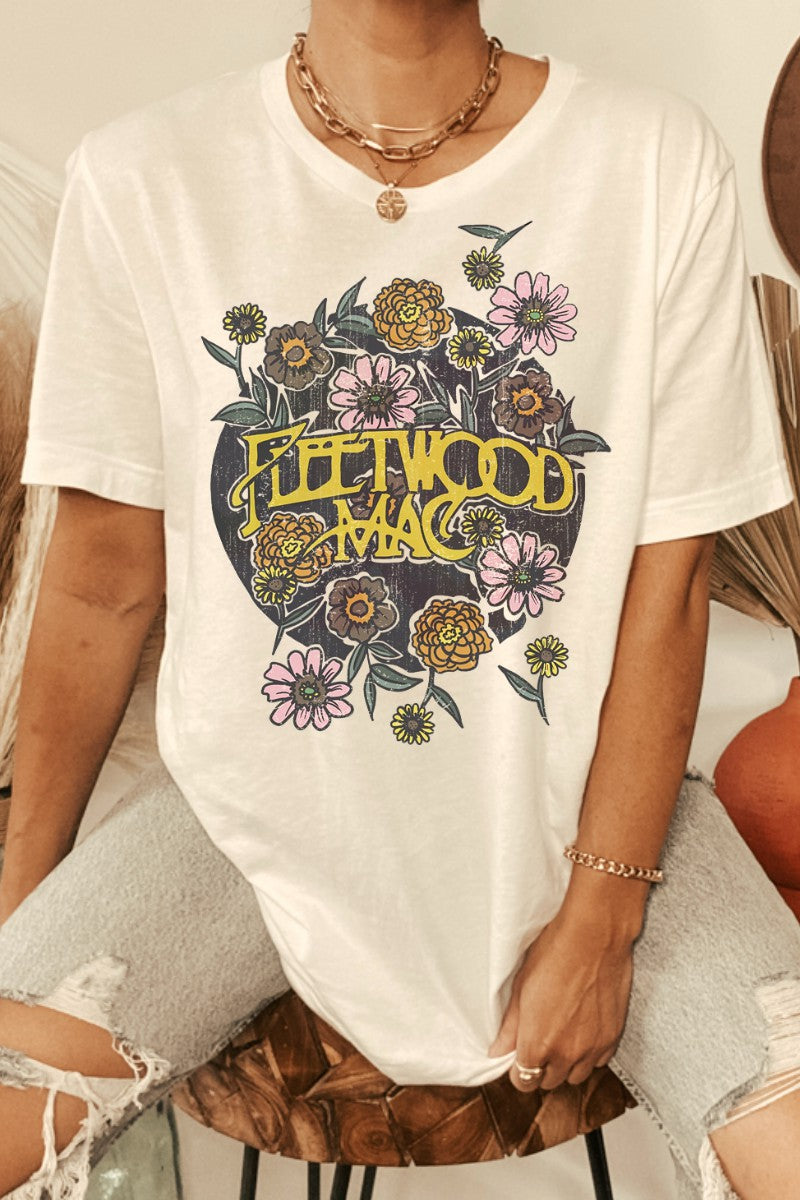 Vintage White Fleetwood Mac Flowers Oversized Agp Tee 5/9/23 6074