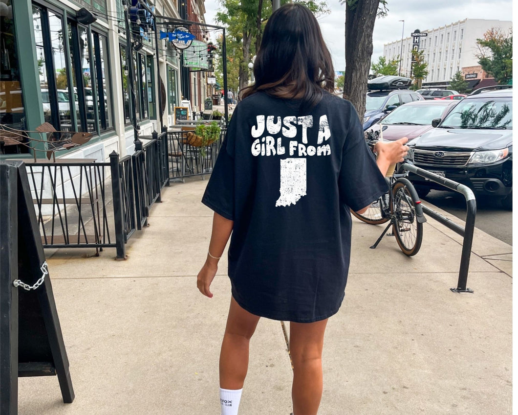 Black Just a girl Indiana Oversized Midwest Tee 3/1/23 4321