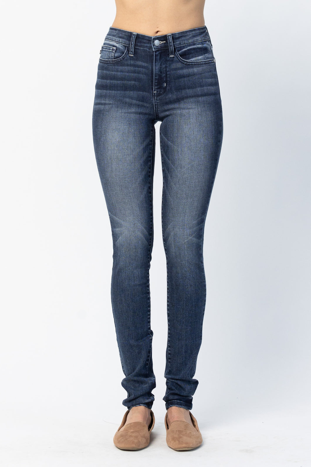 Dark Midrise Long Inseam Pin Tack Skinny Judy Blue Jeans 4/4/23 4604