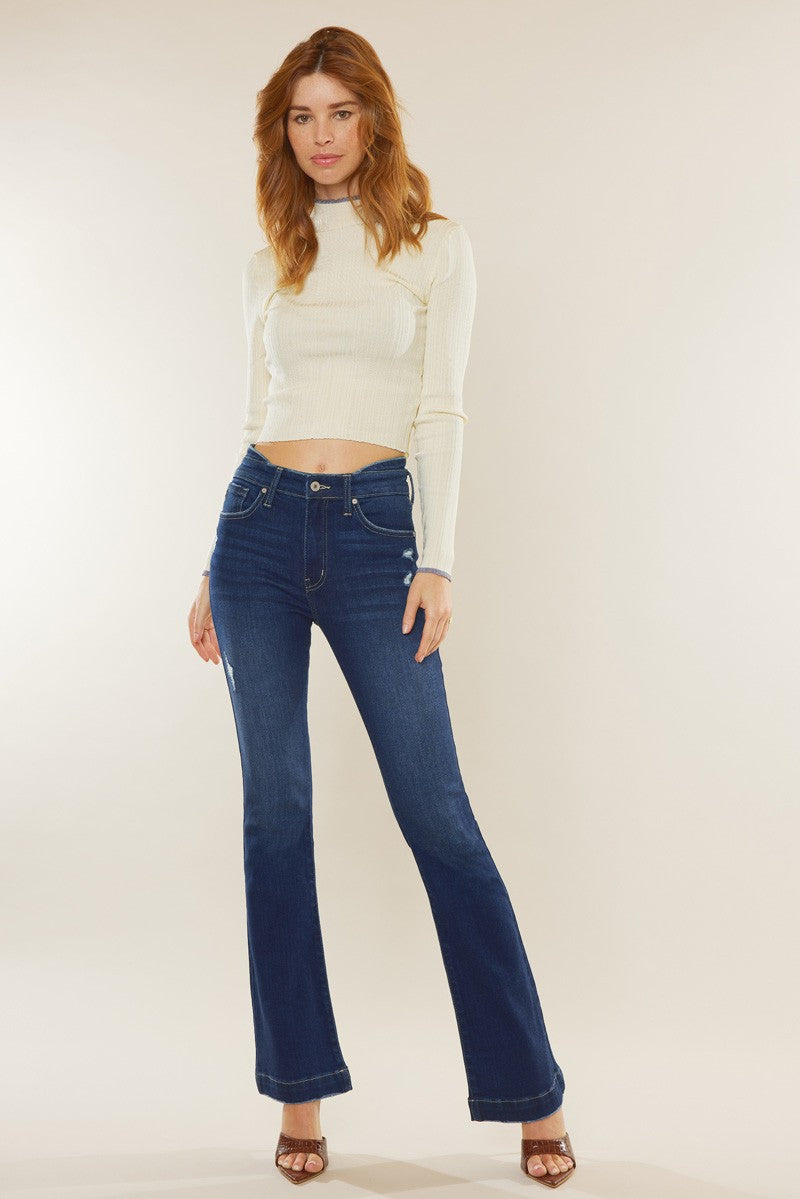 Dark High Rise Wide Hem Bootcut Kancan Jeans 11/22/22 4675