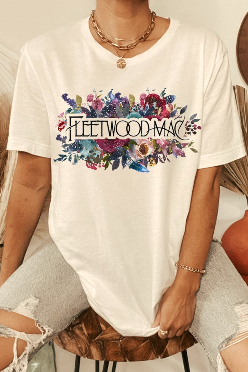 Vintage White Fleetwood Mac Floral Oversized Agp Tee 4/20/23 6076